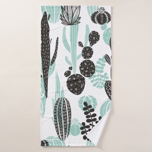 Schitterend handgetekend cacti-doedel naadloos pat badhanddoek (Badhanddoek)