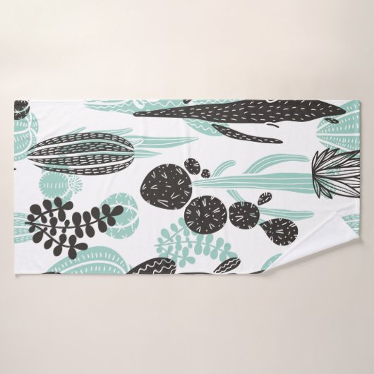 Schitterend handgetekend cacti-doedel naadloos pat badhanddoek (Badhanddoek)