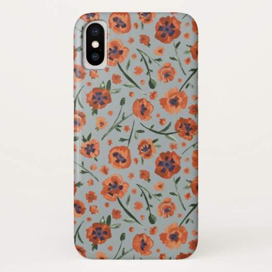 Schitterend handschilderd Oranje bladerbloempatroo Case-Mate iPhone Case (Achterkant)