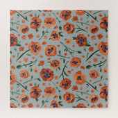 Schitterend handschilderd Oranje bladerbloempatroo Legpuzzel (Horizontaal)