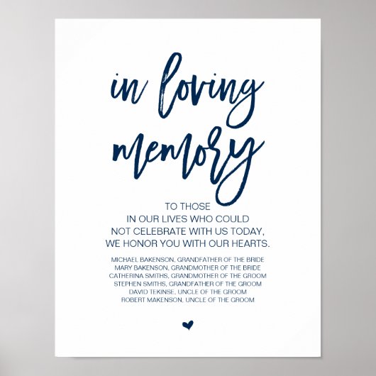 Schitterend in liefdevol geheugen, marinesblauw ge poster (Voorkant)