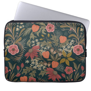 Schitterend kleurig bloempatroon laptop sleeve
