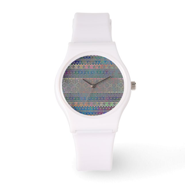 Schitterend, koel en kleurrijk Aztec geometrisch p Horloge (Voorkant)