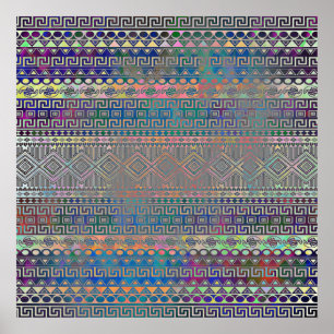 Schitterend, koel en kleurrijk Aztec geometrisch p Poster