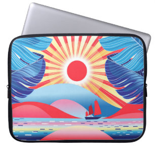 Schitterend landschap met palmbomen en -bomen laptop sleeve