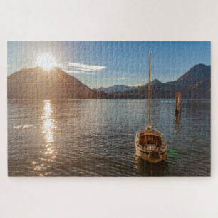 Schitterend landschap van het Comomeer met boot, I Legpuzzel