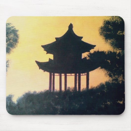 Schitterend landschap van Pagoda Silhouette Art Muismat (Voorkant)
