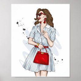 Schitterend meisje in stijlvolle kleren met mode a poster