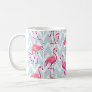 Schitterend naadloos tropisch patroon met roze fla koffiemok