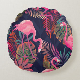 Schitterend naadloos tropisch patroon met roze fla rond kussen