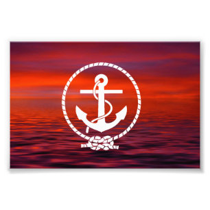 Schitterend-nautisch-anchor-zonneschijnkleurige wo foto afdruk
