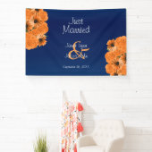 Schitterend Oranje Roos en blauw marineslauw Spandoek (Insitu)