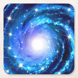 Schitterend ronddraaiend sterrenstelsel vierkante kartonnen onderzetter