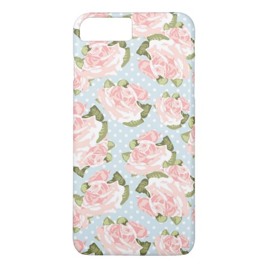 Schitterend roos patroon met blauwe stippen Case-Mate iPhone case (Achterkant)