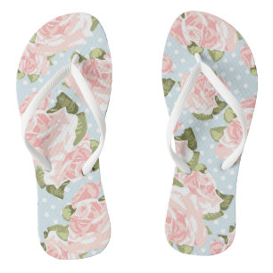 Schitterend roos patroon met blauwe stippen teenslippers