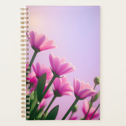 Schitterend roze bloempatroon planner (Voorkant)