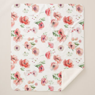 Schitterend roze en rood papaver ontwerp sherpa deken