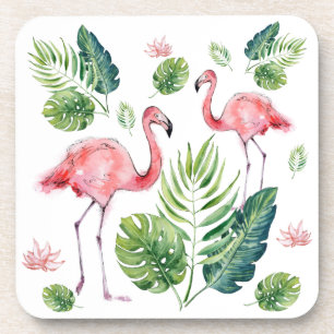 Schitterend roze flamingpatroon bier onderzetter