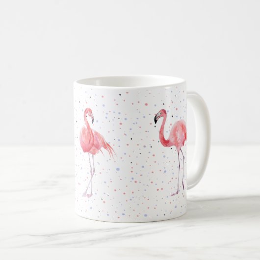 Schitterend roze flamingpatroon koffiemok (Voorkant rechts)
