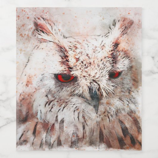 Schitterend Rust Accent Owl Wijn Etiket (Enkel label)
