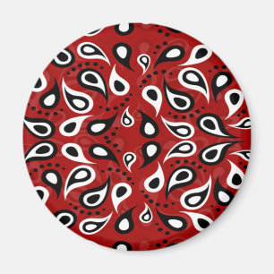 Schitterend wit zwart-rood patroon van Paisley Magneet