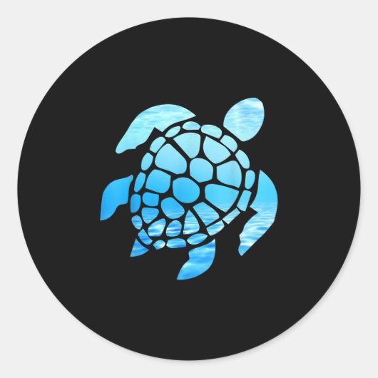 Schitterend Zee schildpad Silhouette van onderzee Ronde Sticker (Voorkant)