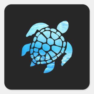 Schitterend Zee schildpad Silhouette van onderzee Vierkante Sticker