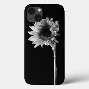 Schitterend zonnebloemportret in zwart-wit iPhone 13 hoesje