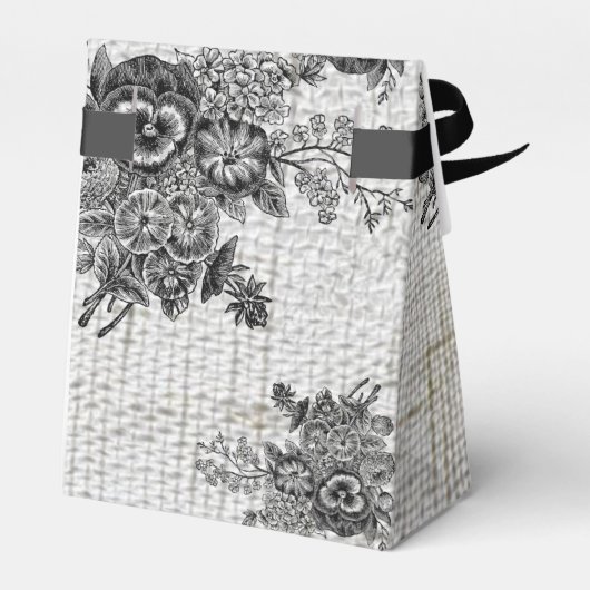 Schitterend zwart/grijze bloemen Weddenschap Bedankdoosjes (Achterkant)