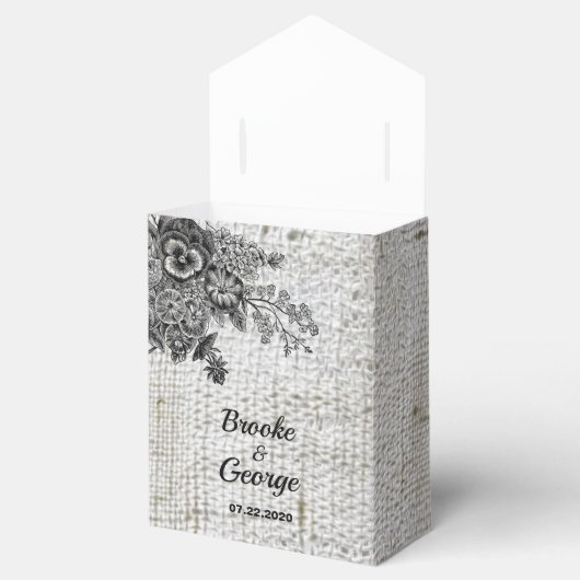 Schitterend zwart/grijze bloemen Weddenschap Bedankdoosjes (Geopend)