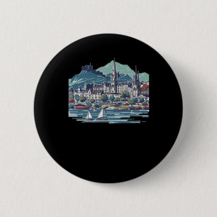 Schitterende 3D-schets van het eiland Skye Ronde Button 5,7 Cm