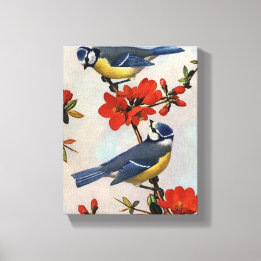 Schitterende Blauwvogels met schilderkunst Canvas Afdruk