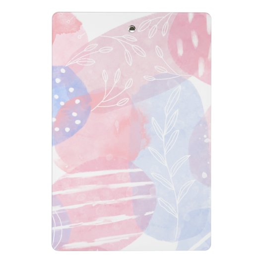 Schitterende Blush en blauwe Abstracte Waterverf v Mini Klembord (Achterkant)