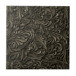 Schitterende, donkerdere bladeren - Hout Carving - Tegeltje