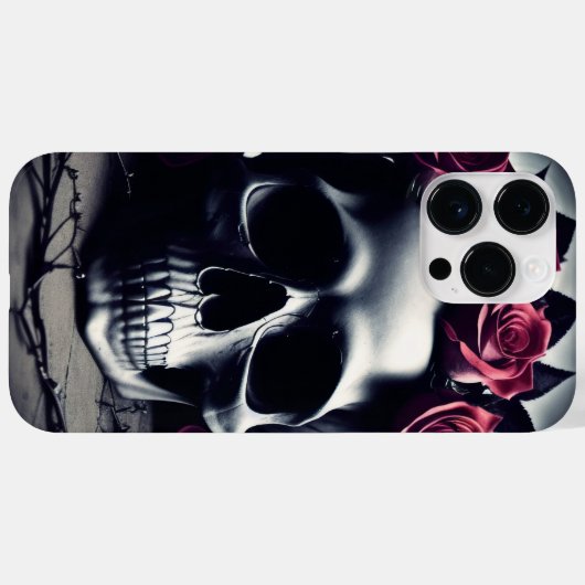 Schitterende Donkere en gotische Roos schedel Case-Mate iPhone Case (Achterkant (horizontaal))