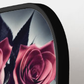 Schitterende Donkere en gotische Roos schedel Pickleball Paddle (Links Detail)