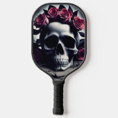 Schitterende Donkere en gotische Roos schedel Pickleball Paddle (Achterkant)