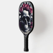 Schitterende Donkere en gotische Roos schedel Pickleball Paddle (Links)