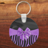 Schitterende elegante zebra van gele zijde sleutelhanger (Voorkant)