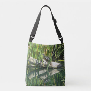 Schitterende foto voor reflectie over water crossbody tas
