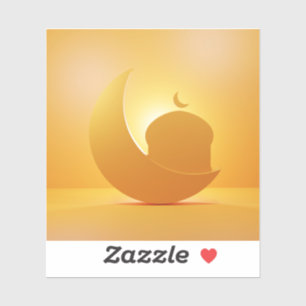 schitterende halve maan en moskee-ornament sticker