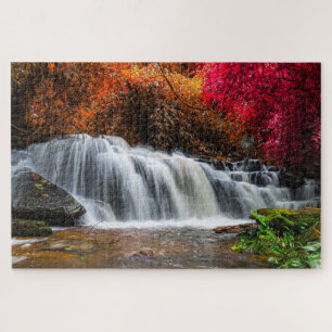 Schitterende Herfst Reizigers Natuur Waterval Legpuzzel