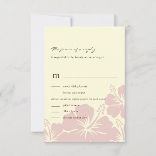 Schitterende Hibiscus Wedding RSVP-kaarten (roze) RSVP Kaartje (Voorkant)
