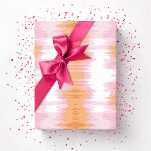 Schitterende Ikat in Roze en Oranje Cadeaupapier