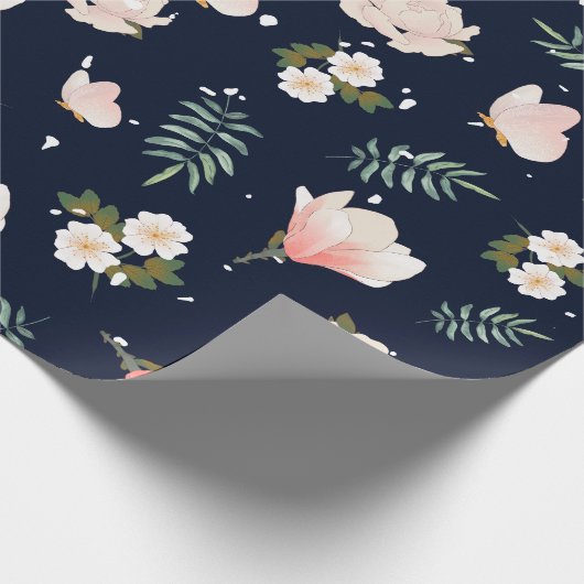 Schitterende kleuren roze en marinesblauwe bruilof cadeaupapier (Hoek)