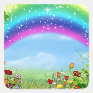 Schitterende, kleurrijke regenboogproducten vierkante sticker