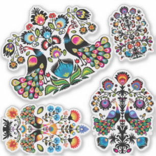 Schitterende poolse folklore Wycinanki set Sticker