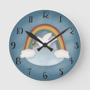 Schitterende regenboog- en Dove-wandklok Ronde Klok
