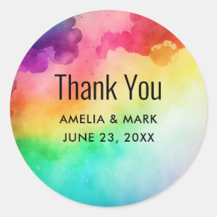 Schitterende regenboogkleuren Abstract design Hart Ronde Sticker