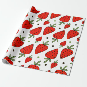 Schitterende rode aardbeien naadloos patroon cadeaupapier